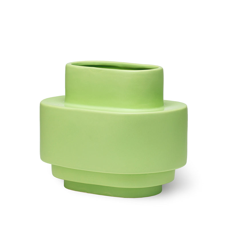 Layer Ceramic Vase - Matte Light Green Glaze