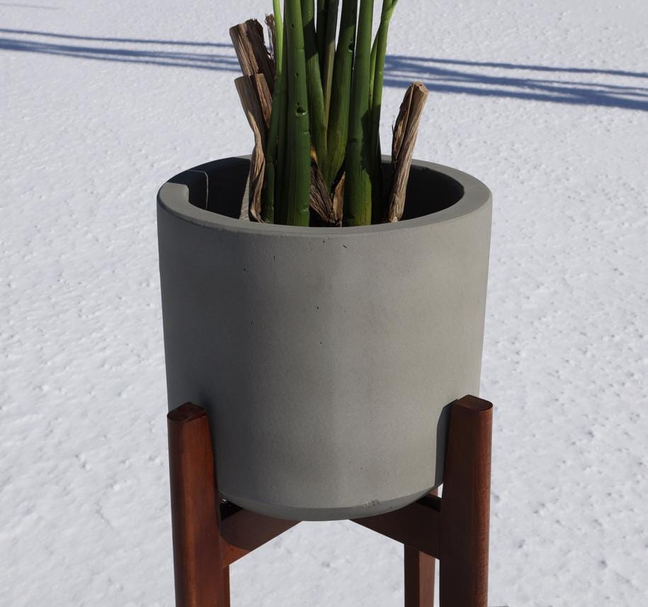 Lori Grey Mid-Century Planter With Wooden Stand