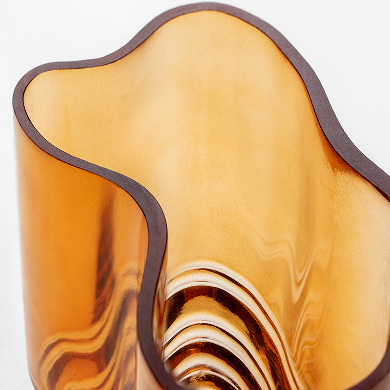 Lake Glass Vase - Mouth-Blown Amber Organic Design