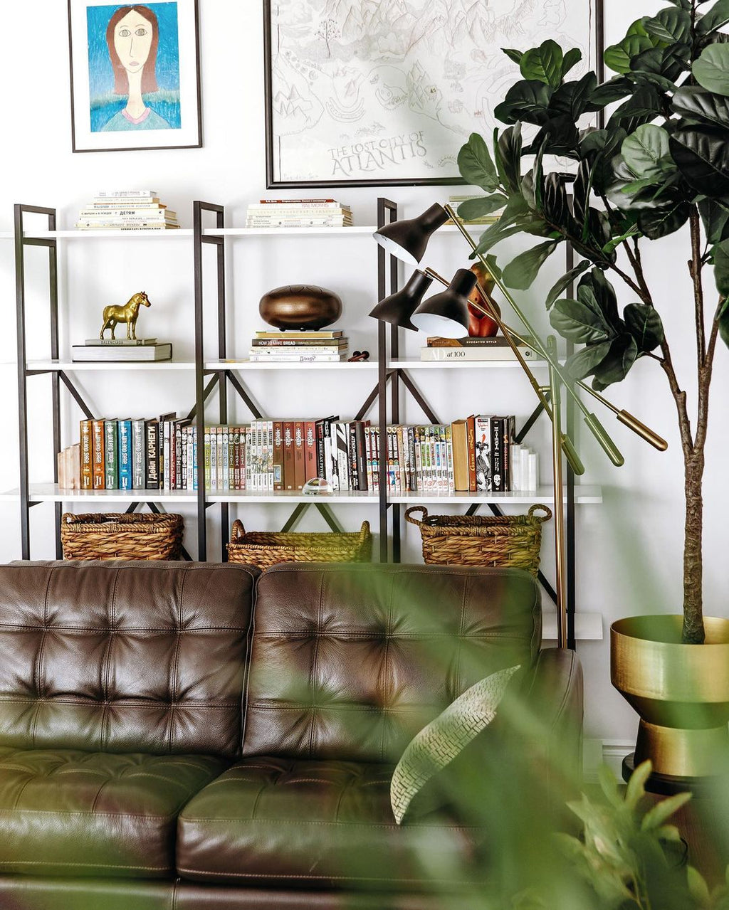 Kendrik -Mid-Century Brass Floor Planter (Multiple Sizes)