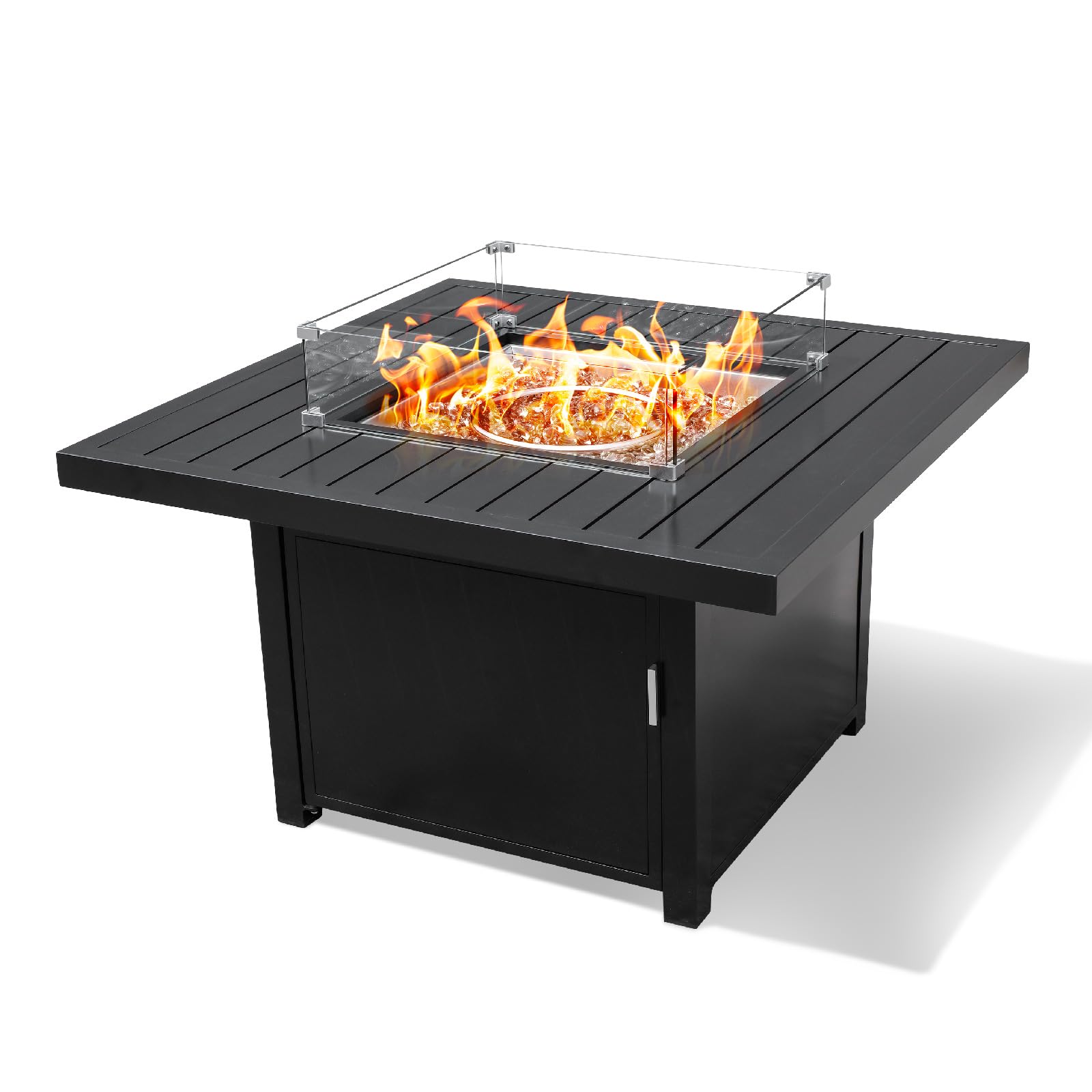 Aluminum Propane 42" Square Outdoor Fire Pit Table