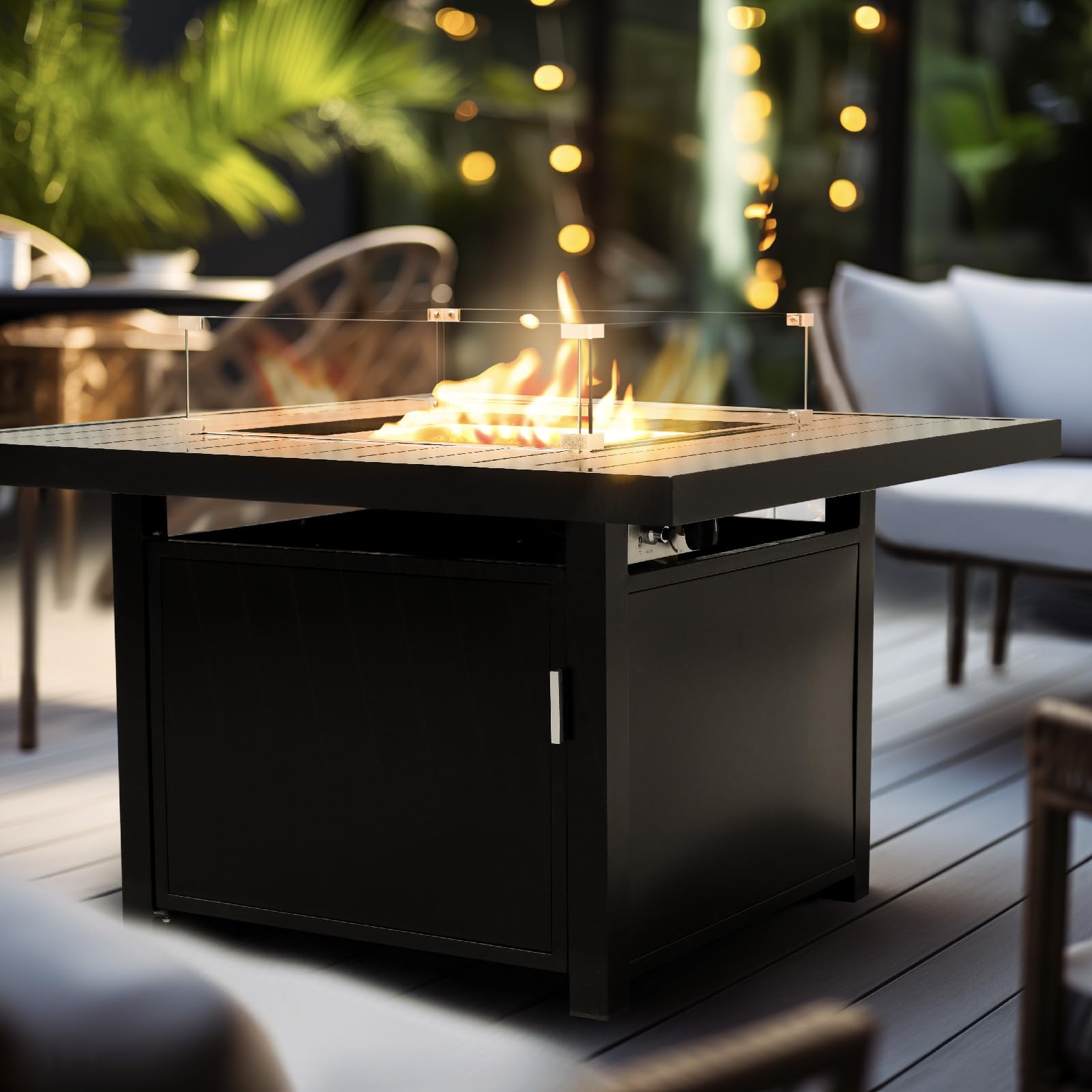Aluminum Propane 42" Square Outdoor Fire Pit Table