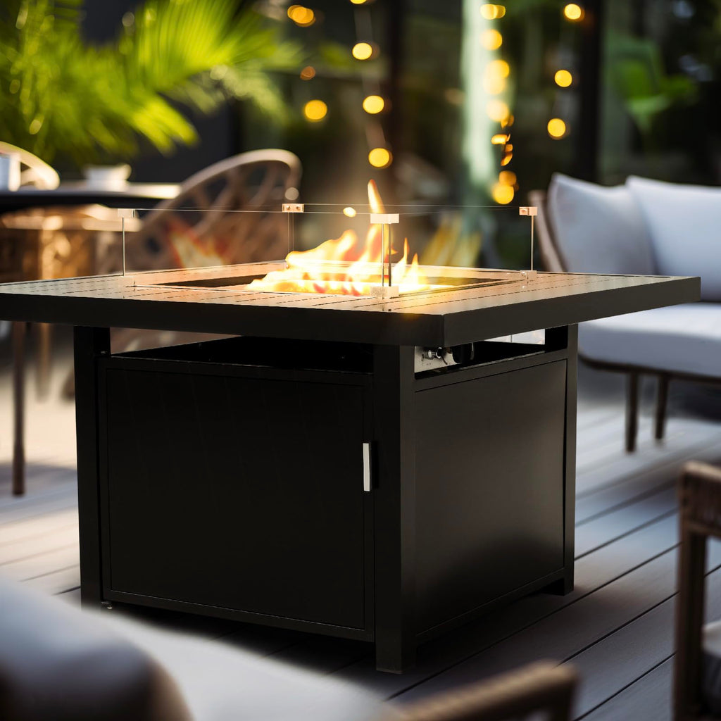 Aluminum Propane 48" Rectangle Outdoor Fire Pit Table