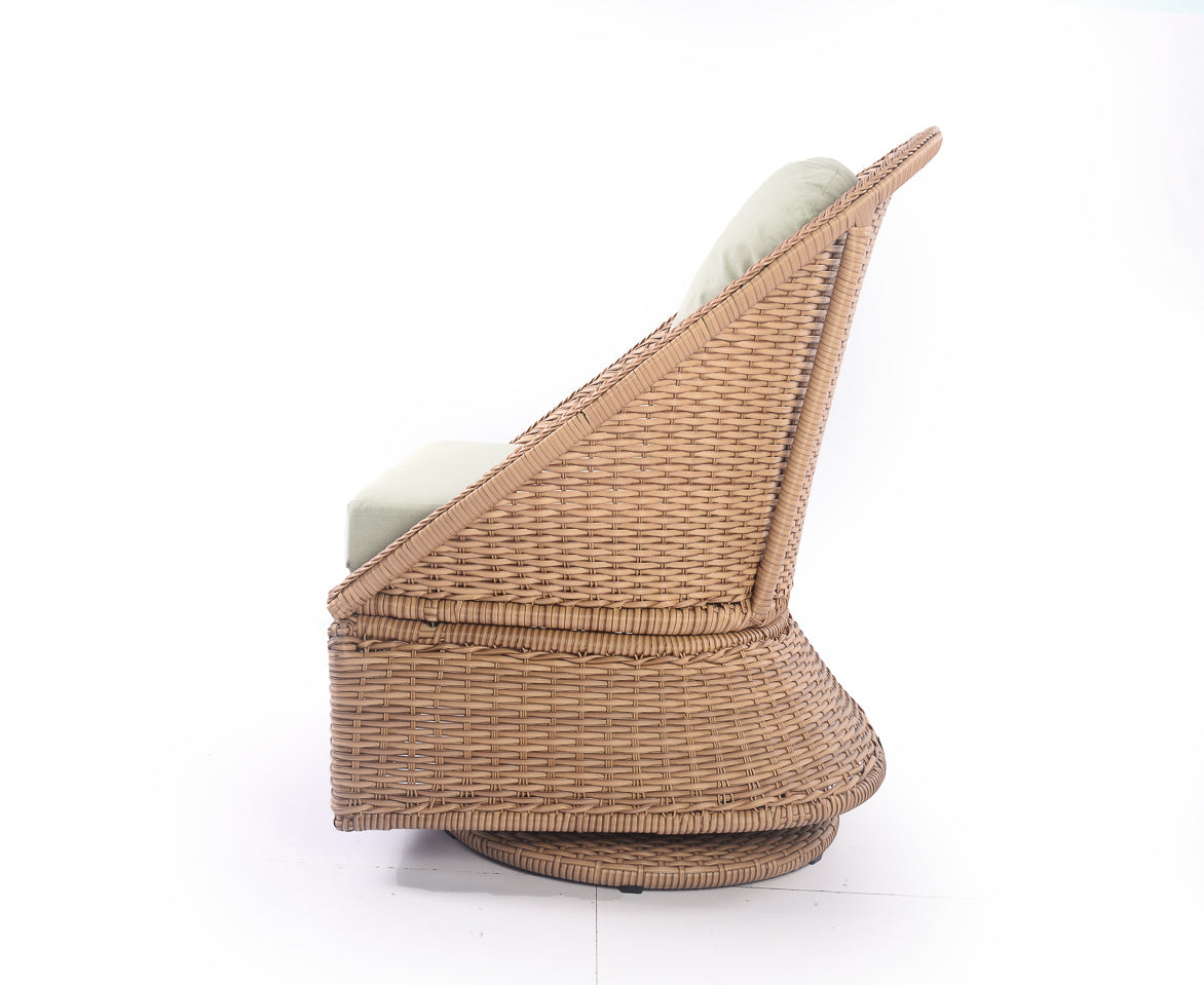 Emmett 3-Piece Wicker Outdoor Swivel Chair Bistro Set