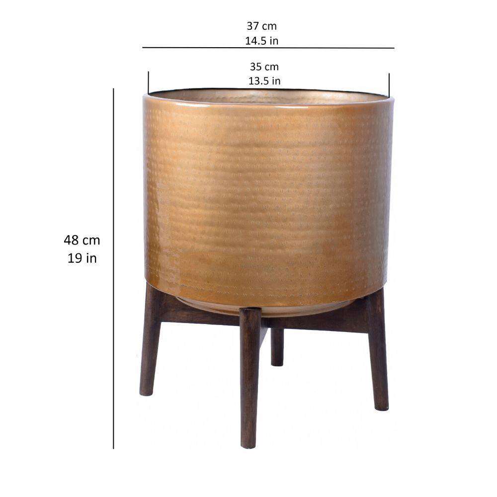 Adora -Mid-Century Modern Plant Stand With Brass Planter