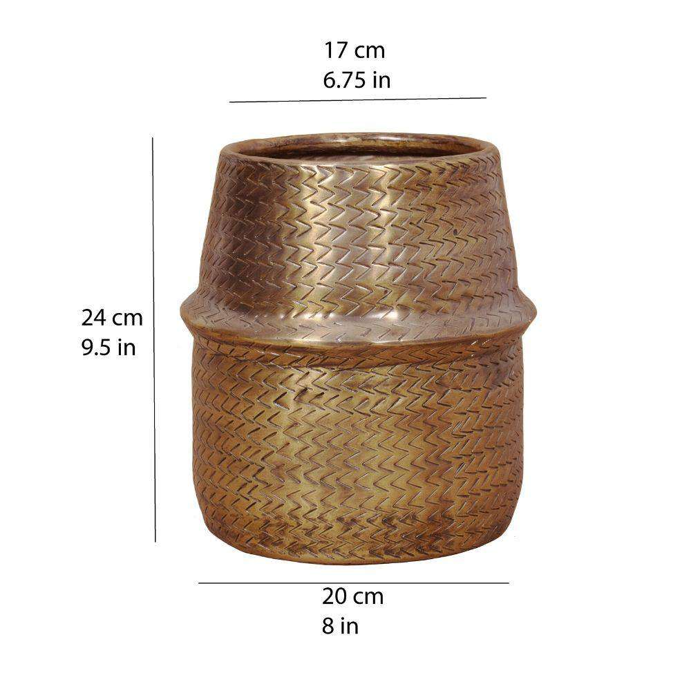 Bonita -Rattan Brass Finish Planter
