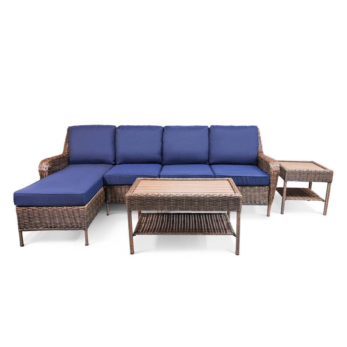 Cambridge 5-Piece Wicker Outdoor Left Arm Chaise Sectional