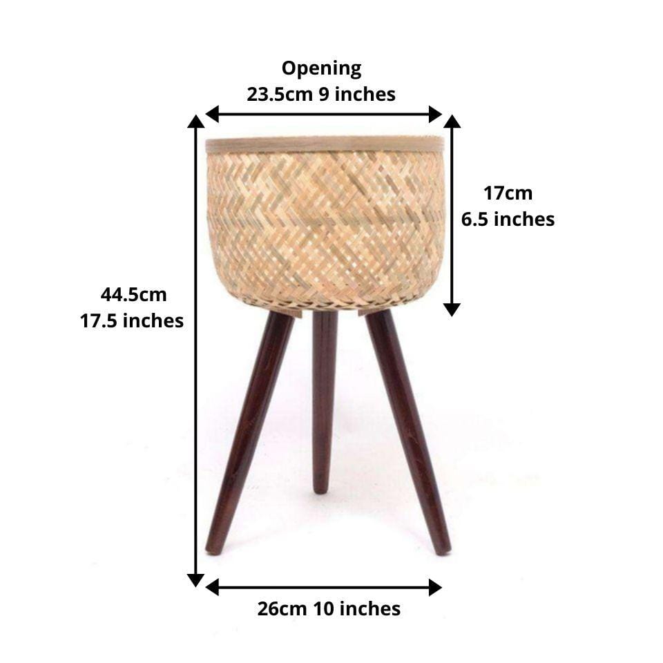 Flar Bamboo Planter On Wooden Stand