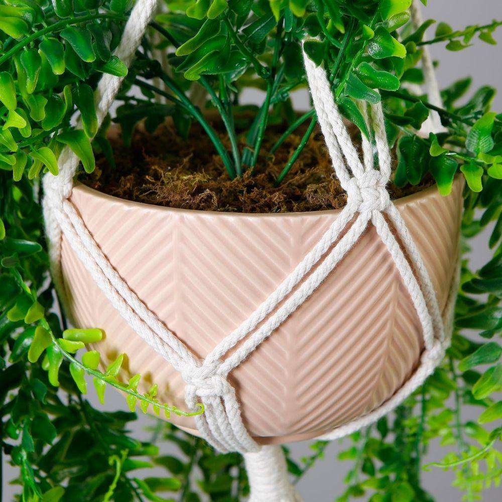 Franco Faux Potted Macrame Hanging Plant (3.8 Feet)