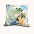 16x16" Blue & Green Embroidered Floral Pillow Cover – Botanical Garden Design, Square Accent