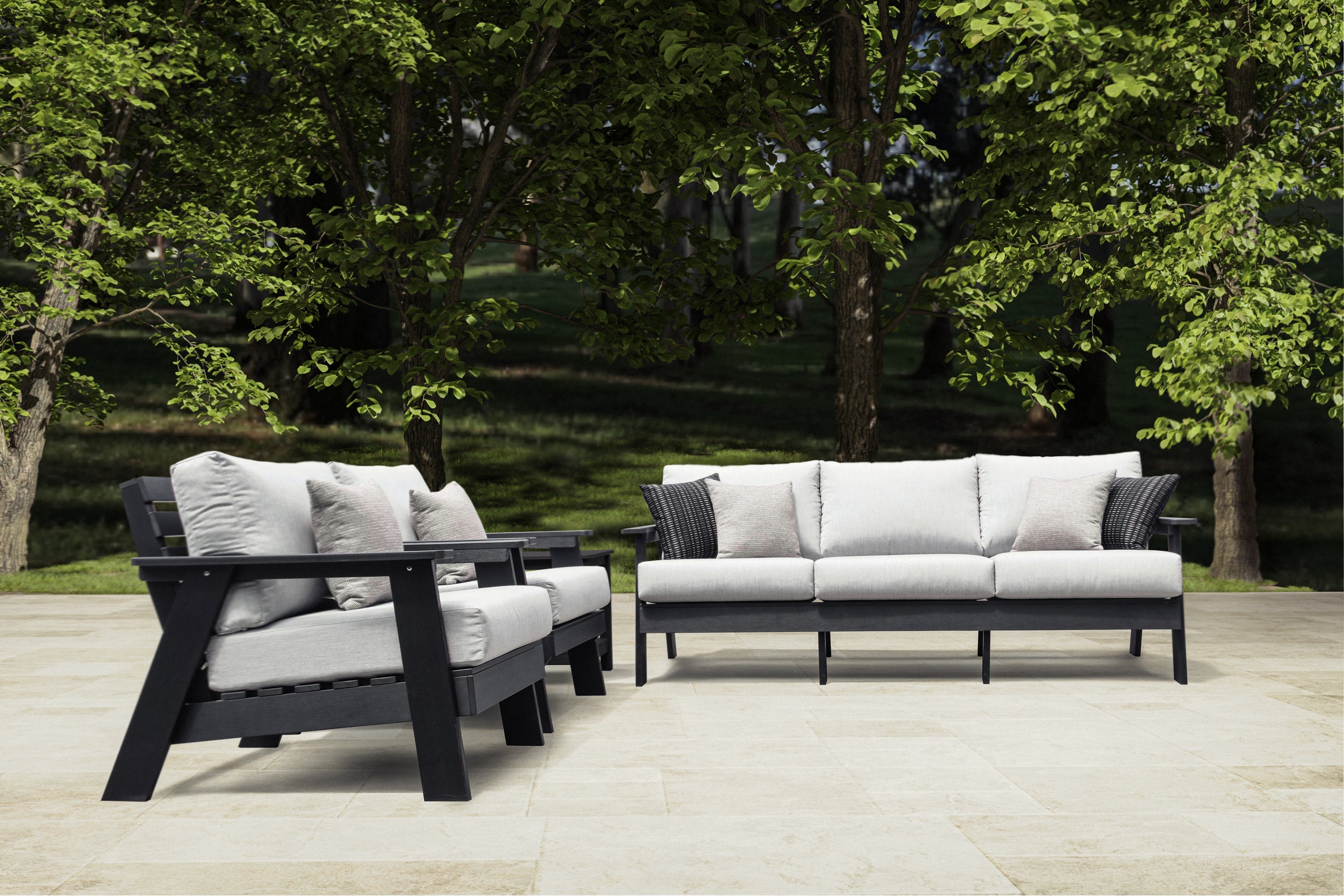 Hazelnut Black Polymer sofa set with Sunbrella® Cushion