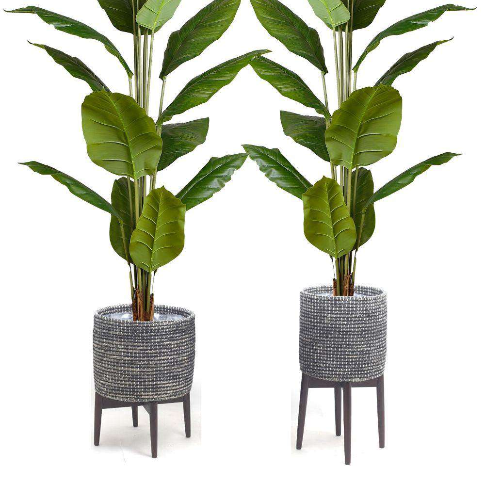 Jax -Black Tall Mid-Century Planter With Turned Leg Stand