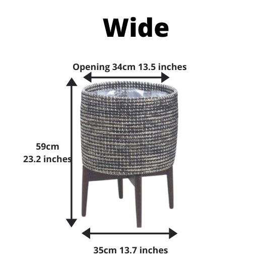 Jax -Black Tall Mid-Century Planter With Turned Leg Stand