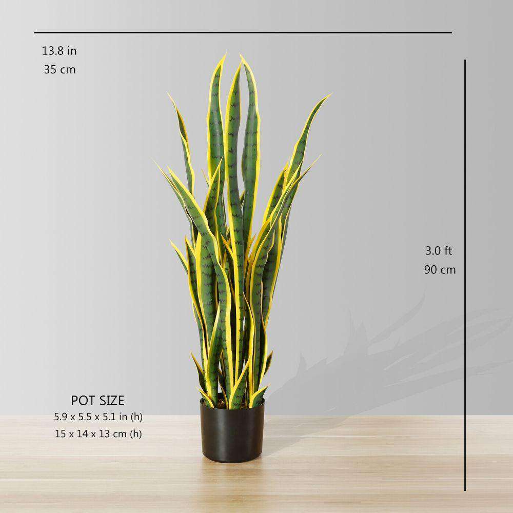 Luna Artificial Snake Sansevieria Yellow & Green Potted Plant (Multiple Sizes)