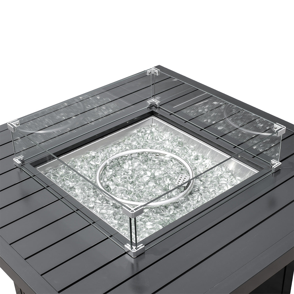 Aluminum Propane 42" Square Outdoor Fire Pit Table