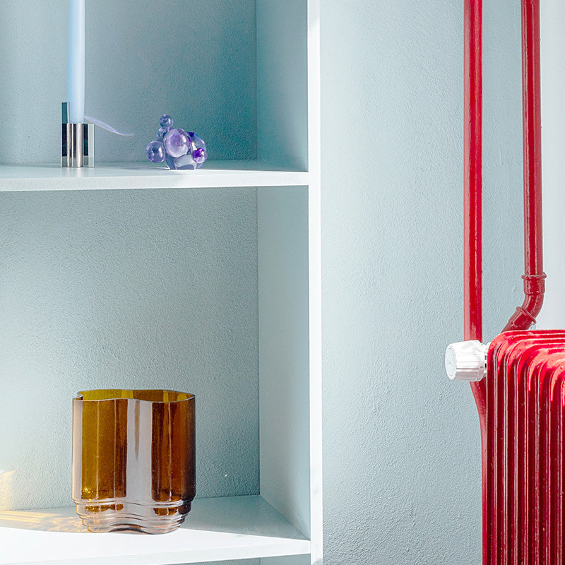 Bubble Crystal Glass Candle Holder - Purple Decorative Sculpture