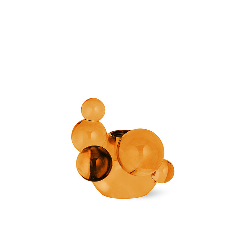 Bubble Crystal Glass Candle Holder - Orange Decorative Sculpture