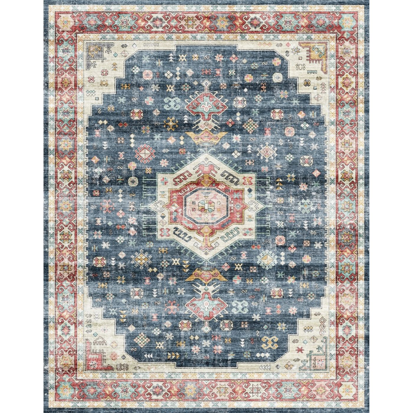 Dilara Multi Color Red Blue Rug